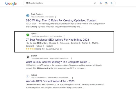 Example of a Google Search results with a rich snippet-